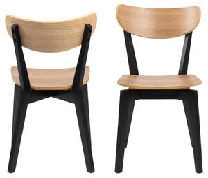 Krzesło do jadalni Roxby, drewniane, retro, czarne, dębowe