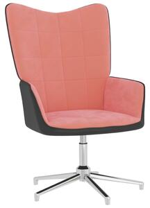 Fotel różowy, aksamit i PVC