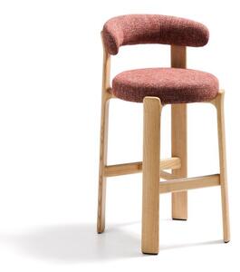 Hoker z litego drewna jesionowego w ceglasto-naturalnym kolorze (wysokość siedziska 75 cm) Granite – Kave Home