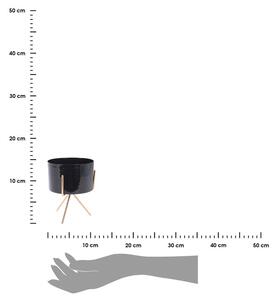 Donica czarna osłonka ze stojakiem 16 cm
