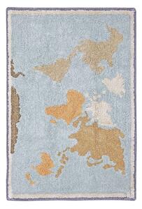 Niebiesko-beżowy bawełniany dziecięcy dywan do zabawy tkany ręcznie odpowiedni do prania 70x100 cm Mini Worldmap – Lorena Canals