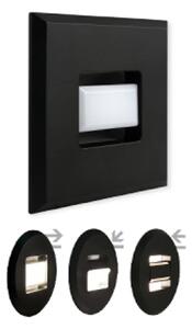 MEGAMAN Oprawa wpuszczana LED Tina, czarna, długość 9 cm, obrotowa Tina, czarny, salon / jadalnia, tworzywo sztuczne, nowoczesny