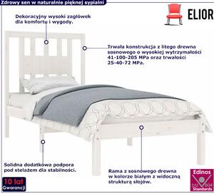 Białe jednoosobowe łóżko drewniane 90x200 - Basel 3X