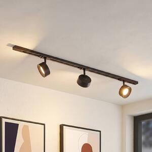 System szynowy Lindby Linaro, średnica 9,5 cm, 3-punktowy, LED, czarny Linaro, czarny, biuro, aluminium, nowoczesny