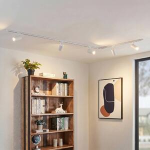 System szynowy Lindby Linaro, średnica 7 cm, 5-punktowa, LED, biały, CCT Linaro Lindby, możliwość ściemniania, biały / opal, biuro, aluminium, nowoczesny