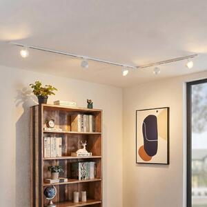 System szynowy Lindby Linaro, średnica 9,5 cm, 5-punktowa, LED, biały Linaro, biały / opal, biuro, aluminium, nowoczesny