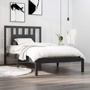 Szare pojedyncze łóżko z drewna 90x200 - Basel 3X