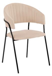 EMWOmeble Krzesło welurowe beżowe C-889 / czarne nogi