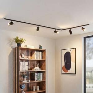 System szynowy Lindby Linaro, średnica 7 cm, 5-punktowa, LED, czarny, CCT Linaro Lindby, możliwość ściemniania, czarny, biuro, aluminium, nowoczesny