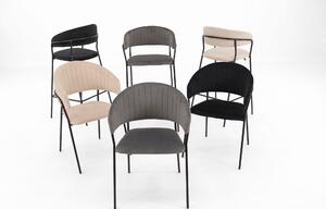 MebleMWM Krzesło tapicerowane C-889 | Czarny welur | Czarne nogi | Outlet