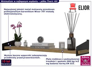 Industrialna półka ścienna czarny + dąb artisan - Thorir 4X