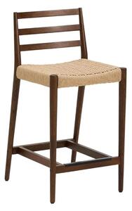 Brązowo-naturalny hoker z litego drewna dębowego (wysokość siedziska 65 cm) Analy – Kave Home