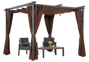 Brązowa pergola tarasowa La Palma 3x3m z zasłonami Garden Point