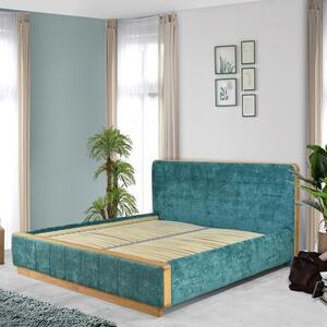Podwójne łóżko tapicerowane w zielonym kolorze 180 x 200 Lisabon