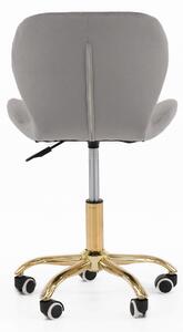 MebleMWM Krzesło obrotowe welurowe ART118S szare, złote nogi