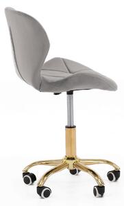 MebleMWM Krzesło obrotowe welurowe ART118S szare, złote nogi