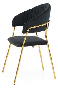 MebleMWM Krzesło Glamour C-889 | Welur | Czarny | Złote nogi | Outlet