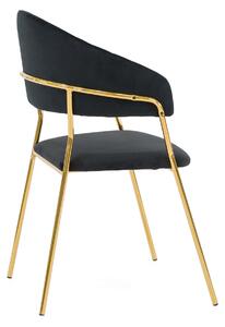 MebleMWM Krzesło Glamour C-889 | Welur | Czarny | Złote nogi | Outlet