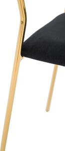 MebleMWM Krzesło Glamour czarne na złotych nogach C-889 Welur