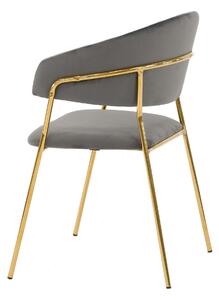 EMWOmeble Krzesło Glamour szare C-889 / welur, złote nogi