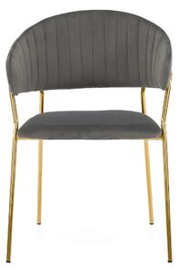 EMWOmeble Krzesło Glamour szare C-889 / welur, złote nogi