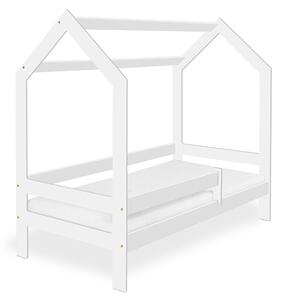 Łóżko dziecięce DOMEK D3 białe 80 x 160 cm Stelaż: Ze stelażem listwowym elastycznym, Materac: Bez materaca, Pojemnik pod łóżko: Z sosnowym pojemnikiem pod łóżko