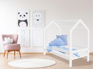 Łóżko dziecięce DOMEK D3 białe 80 x 160 cm Stelaż: Bez stelaża, Materac: Materac COCO 10 cm, Pojemnik pod łóżko: Z sosnowym pojemnikiem pod łóżko
