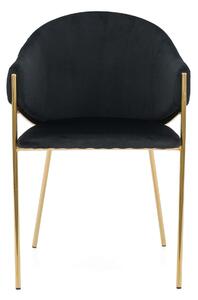 MebleMWM Krzesło Glamour DC-890 | Czarny welur | Złote nogi | Outlet