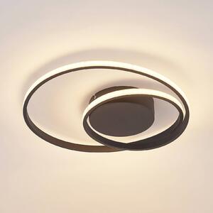 Lampa sufitowa LED Emisua Lindby, możliwość ściemniania, czarny, salon / jadalnia, aluminium, nowoczesny