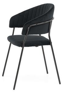 MebleMWM Krzesło tapicerowane C-889 | Czarny welur | Czarne nogi | Outlet