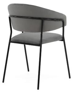 EMWOmeble Krzesło welurowe szare C-889 / czarne nogi