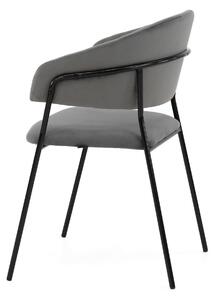 MebleMWM Krzesło tapicerowane C-889 | Welur | Szary | Czarne nogi | Outlet
