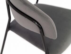 MebleMWM Krzesło tapicerowane C-889 | Welur | Szary | Czarne nogi | Outlet