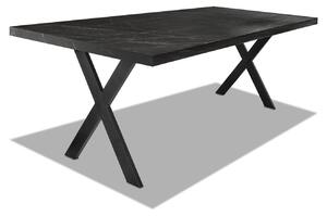 Stół jadalny z drewna i metalu z czarnymi nogami w kształcie litery X - 220x100 cm