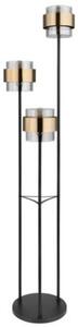 Lampa podłogowa Globo MILLEY 15560S czarna mat szkło mosiężne ringi 3xE27 wys. 167 cm wyłącznik na przewodzie