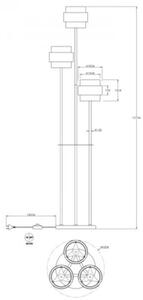 Lampa podłogowa Globo MILLEY 15560S czarna mat szkło mosiężne ringi 3xE27 wys. 167 cm wyłącznik na przewodzie