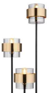 Lampa podłogowa Globo MILLEY 15560S czarna mat szkło mosiężne ringi 3xE27 wys. 167 cm wyłącznik na przewodzie