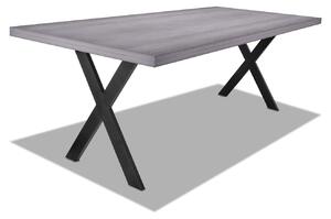 Stół jadalny z drewna i metalu z czarnymi nogami w kształcie litery X - 220x100 cm