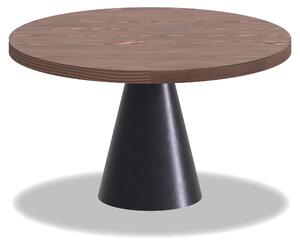 Artù Black - Okrągły stół jadalny ⌀ 120 cm z drewna laminowanego z metalową podstawą w kształcie stożka, blat z ciemnego drewna