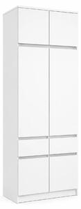 Biała minimalistyczna dwudrzwiowa szafa z nadstawką 100 cm K6-T48