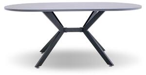 Marui - Ashi 180x100cm owalny stół jadalny z drewna i metalu ze środkową nogą - imitacja szarego drewna