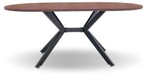 Marui Small - Owalny stół jadalny z drewna i metalu z centralną nogą Ashi 150x90 cm - Brązowe drewno