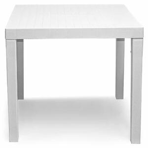 Club - stół z listew żywicznych 78x65 cm z wykończeniem listew imitującym drewno 3D, biały