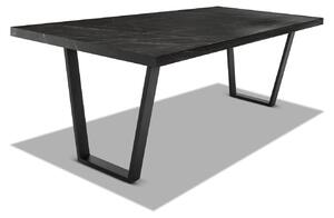 Stół jadalny z drewna i metalu z czarnymi trapezowymi nogami - 220x100 cm