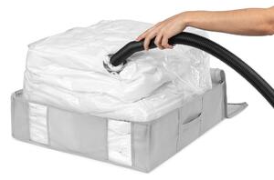 Tekstylny pojemnik do przechowywania ubrań próżniowy/usztywniany 56x56x16,5 cm Granit – Compactor