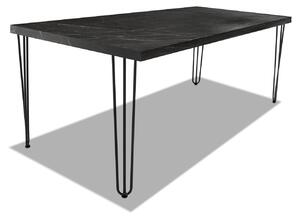 Stół jadalny z drewna i metalu z czarnymi trójkątnymi nogami - 220x100 cm