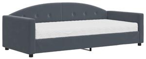 Sofa z materacem do spania, ciemnoszara, 90x190 cm, aksamit