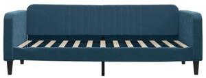 Sofa z funkcją spania, niebieska, 90x200 cm, obita aksamitem
