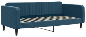 Sofa z funkcją spania, niebieska, 90x200 cm, obita aksamitem