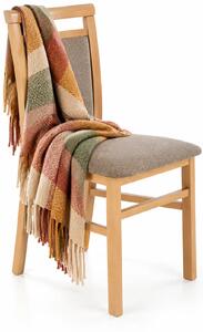 Krzesło drewniane tapicerowane dąb artisan + jasny brąz W8-H45